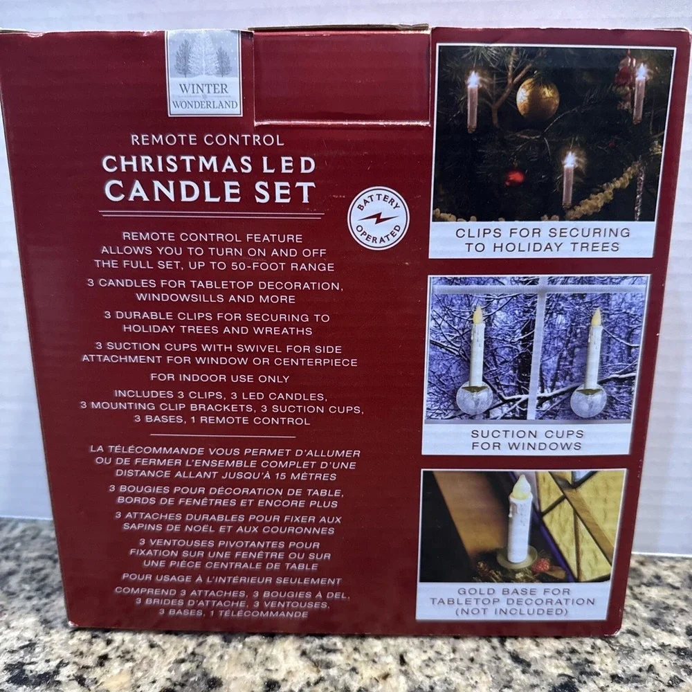 Christmas Candle LED Lights Set Of 3‎ Flameless Taper Candles With Remote